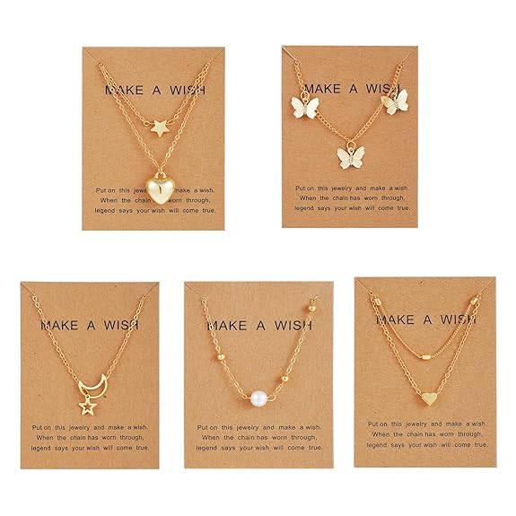 5 Pcs  Heart Butterfly Pearl Necklace