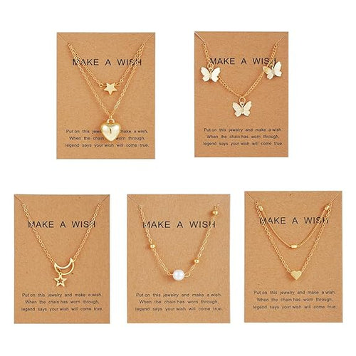 5 Pcs  Heart Butterfly Pearl Necklace