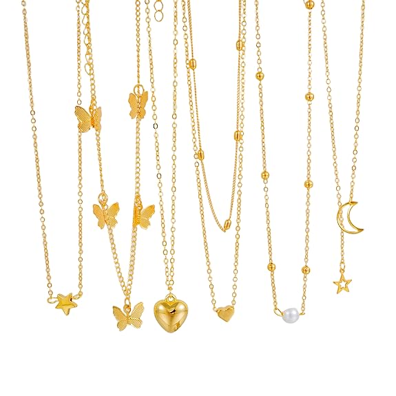 Gold Plated 6 Pcs Pendant Necklace Chain