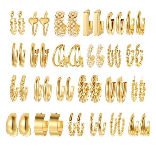 24 pairs Combo of  Gold Plated earrings