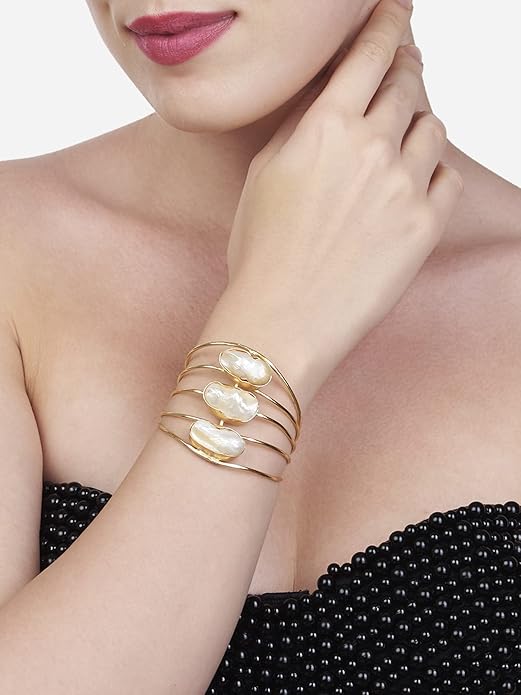 Gold Tone Designer Cuff Bracelet